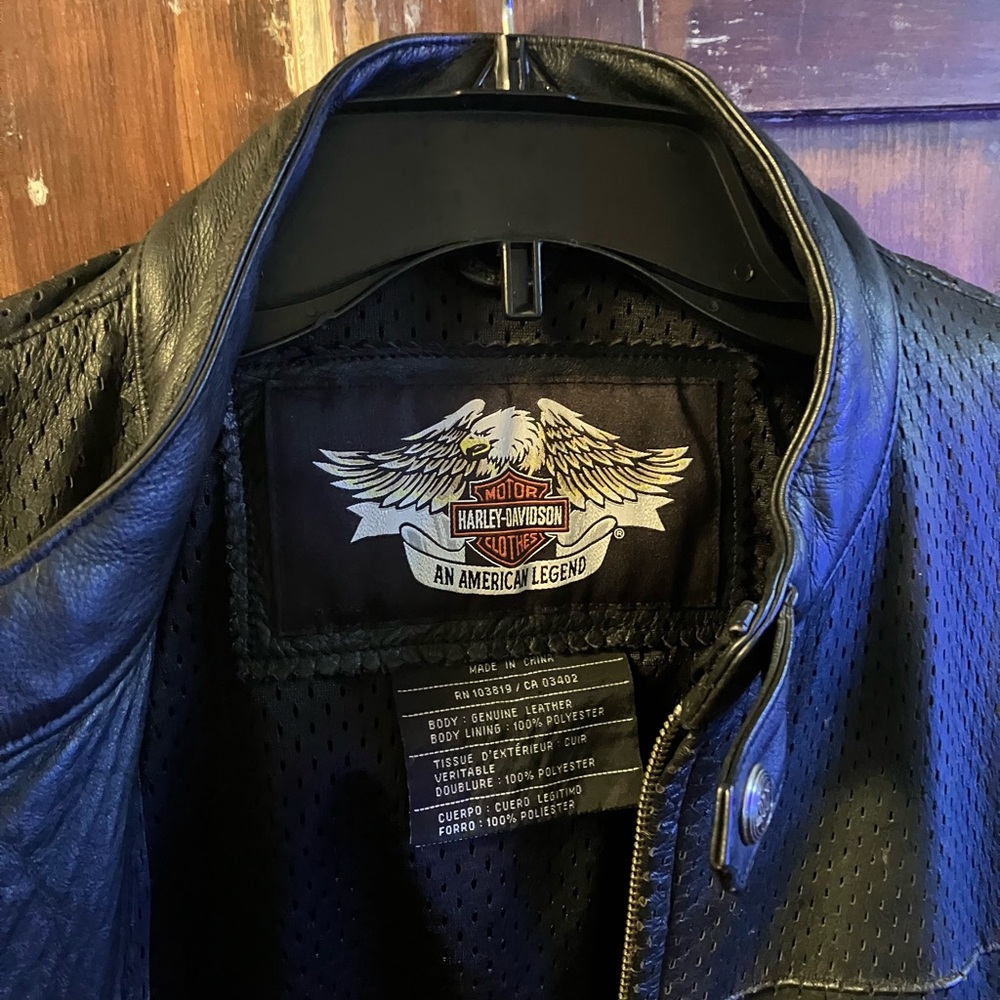 Harley-Davidson Black and Tan Leather Motorcycle Jacket